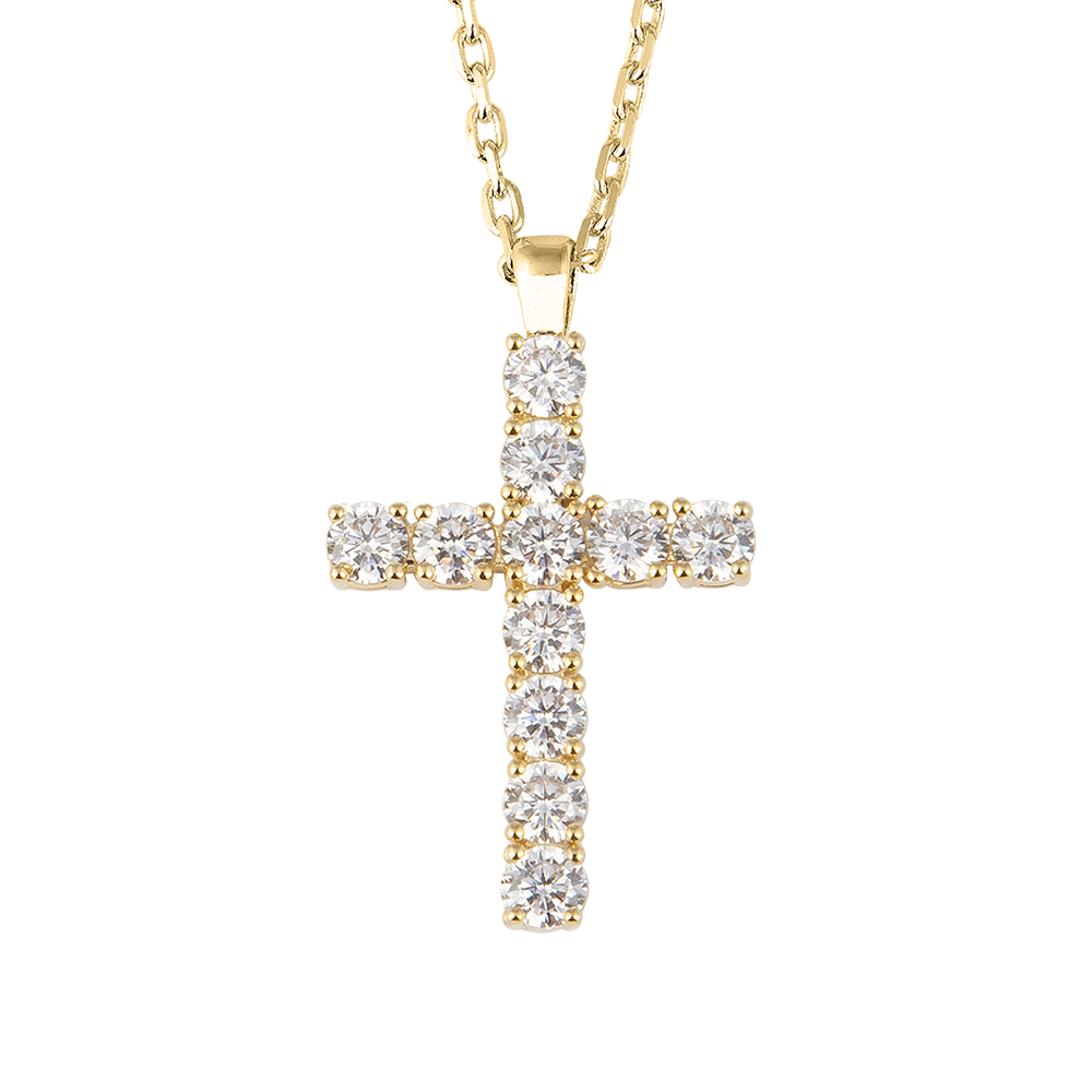 Yellow Gold Eternity Cross Necklace