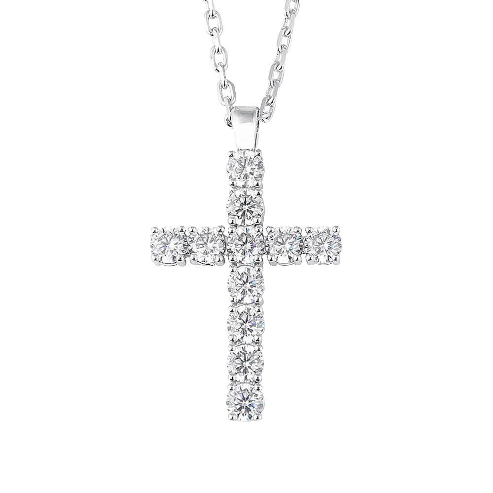 White Gold Eternity Cross Necklace