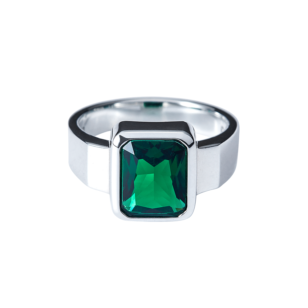 Green Emerald Cut Ring